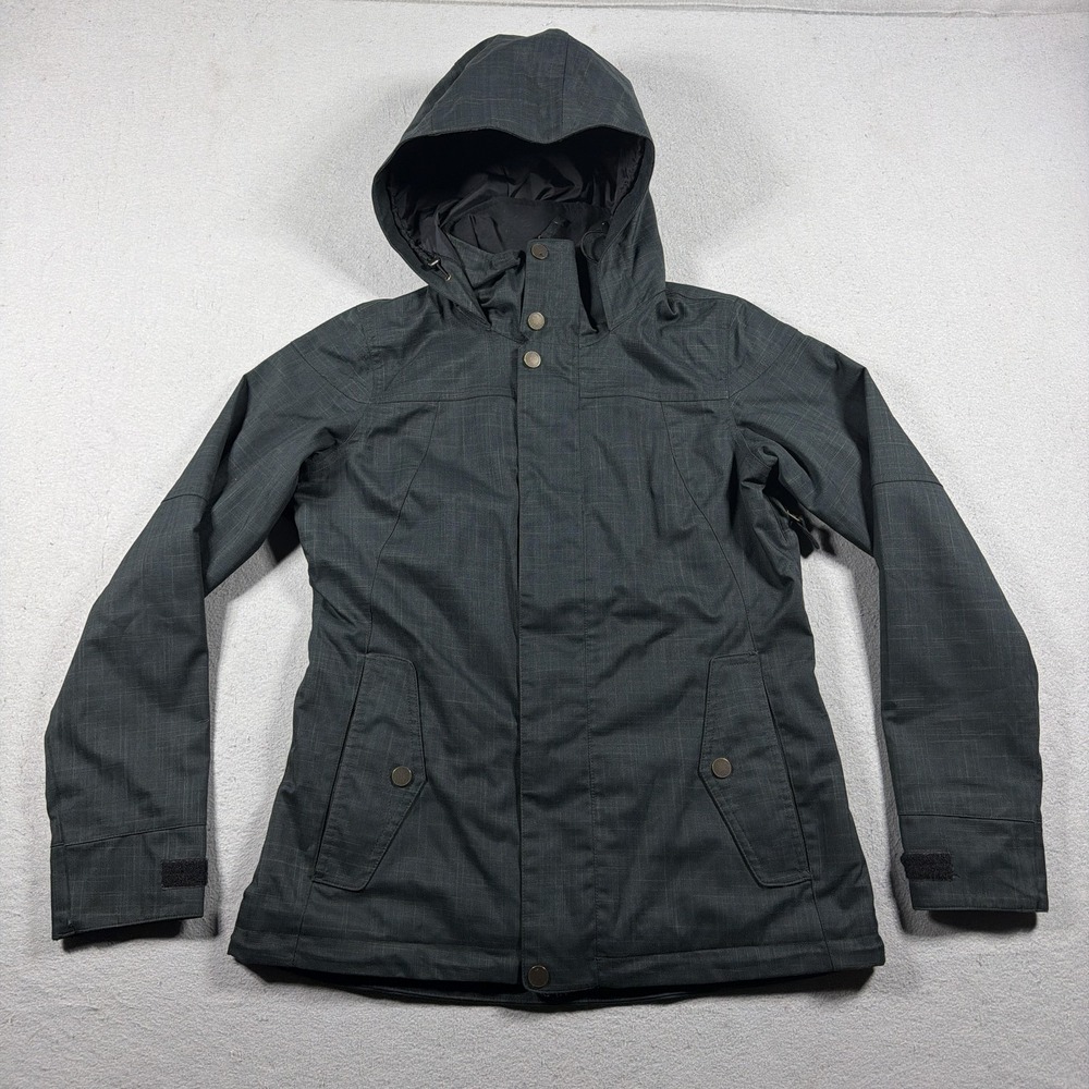 Burton Dryride Jacket Women Medium Gray Hooded Insulated Ski Snowboard Winter